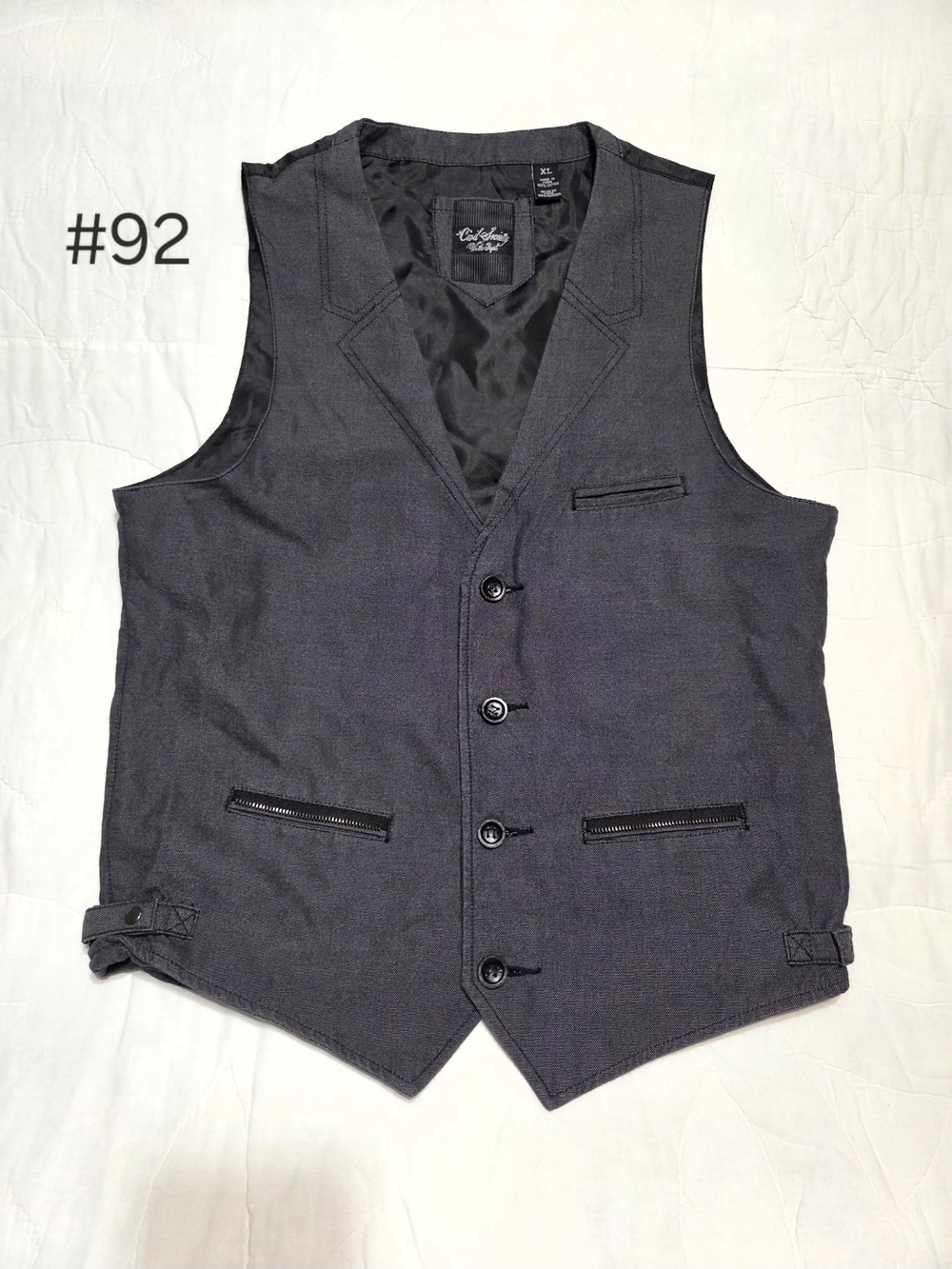 Civil Society "We The People" Men's Vest XL Gray Herringbone 5-Button Cotton